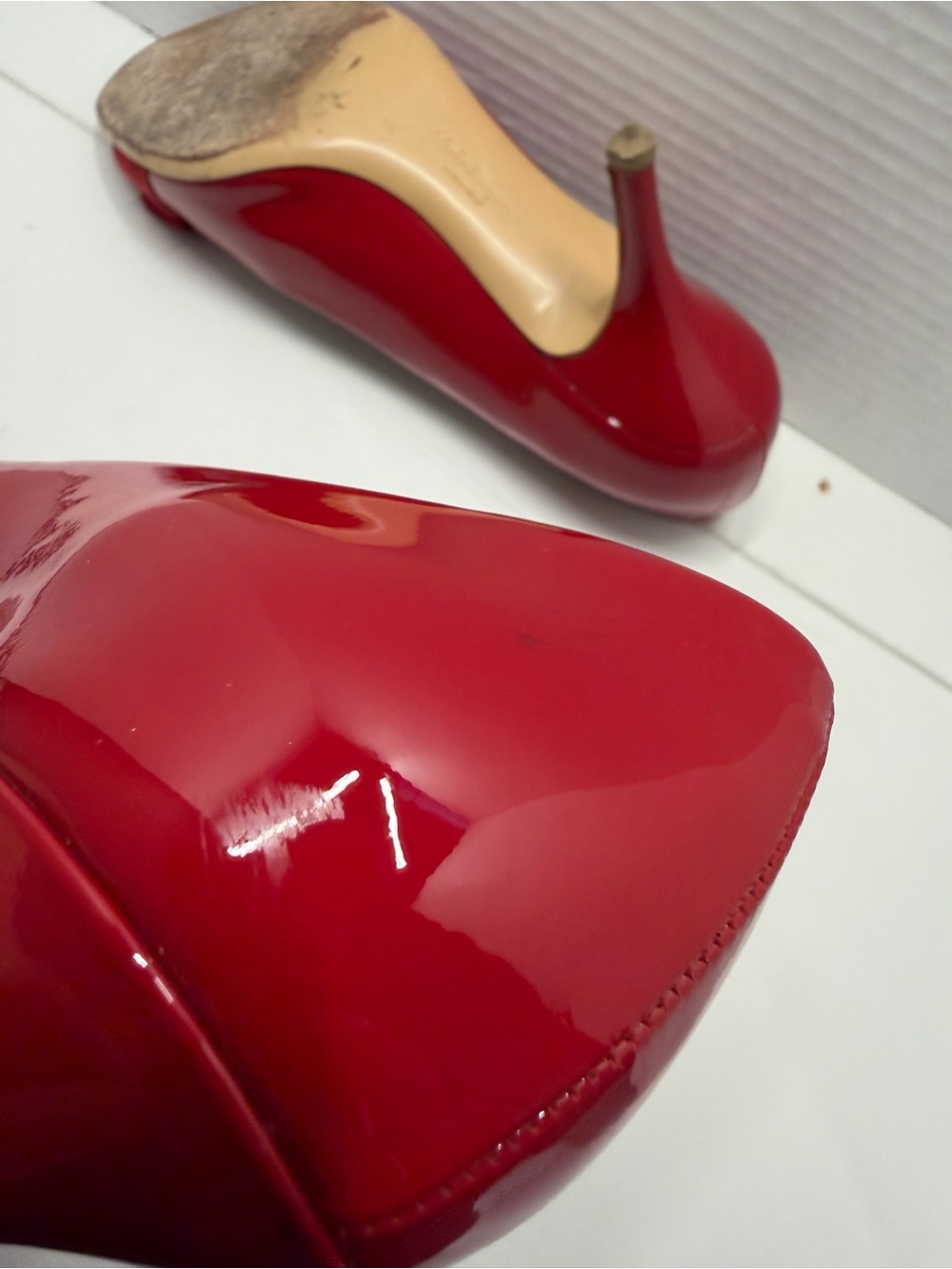 Salvatore Ferragamo CARLA 70 Patent Ribbon Pump Red 9-1/2 C - Picture 14 of 16